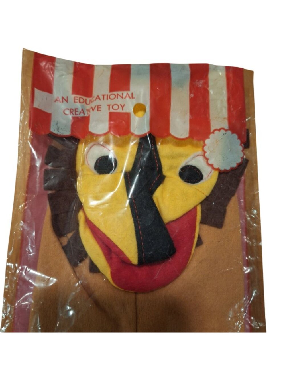 Sheram Felt Hand Puppet By Luci P10 Don Lion 9x5" Original Vintage Sealed - Picture 5 of 8